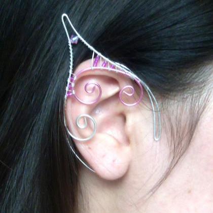 Elf Ear Cuffs! Pink & Silver Handmade..